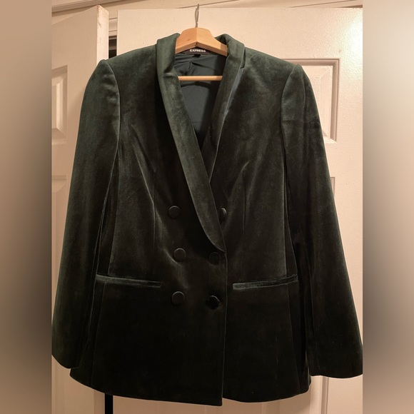 Velvet double breasted shawl collar blazer - Picture 4 of 5